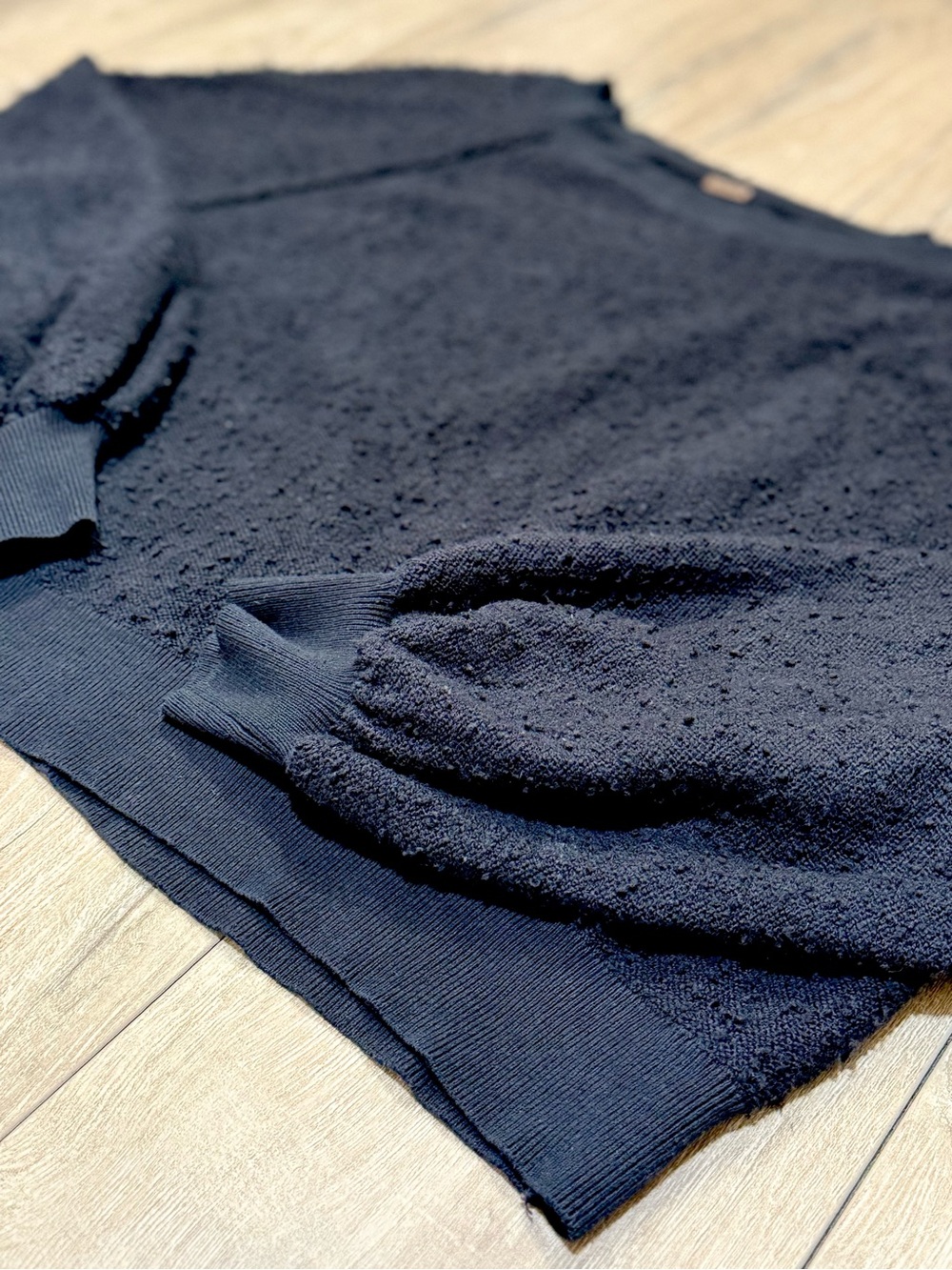 Free People Found My Friend Pullover Black Textured Sweatshirt Size Small - Picture 6 of 12